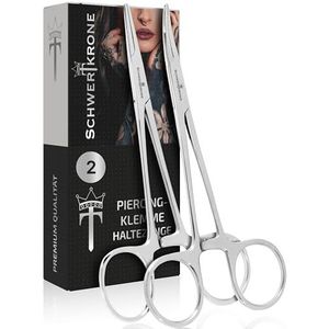 SCHWERTKRONE Set multifunctionele pincetten, recht en gebogen, 14 cm, van roestvrij staal, voor naaiwerk, sieraden, piercing en vissen
