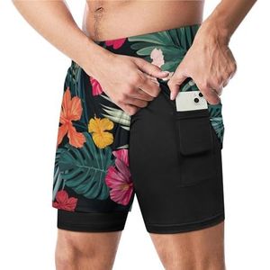 Bloem Grappige Zwembroek met Compressie Liner & Pocket Voor Mannen Board Zwemmen Sport Shorts