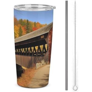 AQRJLPM Albany overdekte brug autobeker roestvrij stalen beker met rietje en deksels lekvrij geïsoleerde roestvrijstalen reiskoffiemok pobtable voor koude warme dranken kamperen