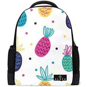 My Daily Kleurrijke Ananas En Polka Dot Rugzak 14 Duim Laptop Daypack Boekentas voor Reizen College School, Meerkleurig, One Size