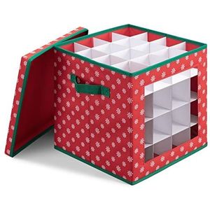 Navaris Opvouwbare Kerstballen Opslag Doos - Kerstboom Ornamenten Container met Feestelijk Ontwerp - Geschikt voor 64 Kerstornamenten en Decoraties