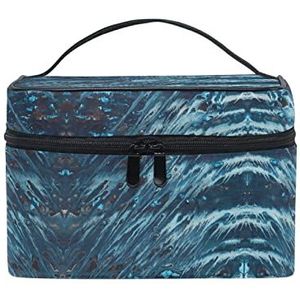 Abstracte verf blauwe kunst cosmetische tas organizer rits make-up tassen zakje toilettas voor meisjes vrouwen