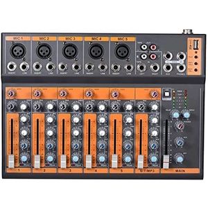 Audio DJ-mixer Draagbare 7-Kanaals Mic Line Mixer Mixing Console 3-bands EQ USB Interface 48V Fantoomvoeding met Power Adapter mixer DJ Podcast-apparatuur