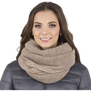 VIVISENCE Wintersjaal voor dames, warme en gezellige halsbedekking voor winter en herfst, warme dikke sjaal, klassieke wintersjaal voor vrouwen, gemaakt in de EU, beige, Eén maat