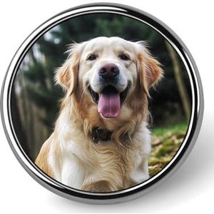 Grappige Golden Retriever Gedrukt Ronde Knop Pin Badges Metalen Pinback Knoppen 1 Inch Pins Voor Hoed Shirt Kleding Tassen Decoratie, Circulaire, Aluminium, Circular, Aluminium
