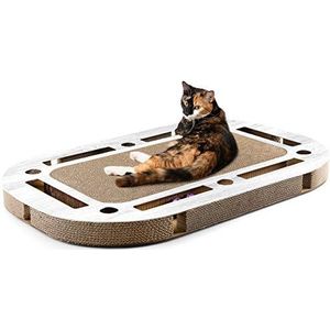 CanadianCat Company ® | Play Plate hellgrau met geïntegreerde krasraad Cat Toys krabplank | 85 x 54 x 5,8 cm