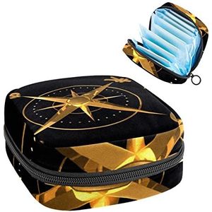 Maandverband Opbergtas,Draagbare maandverband Opbergzak,Kompas, Meerkleurig, 4.7x6.6x6.6 in/12x17x17 cm