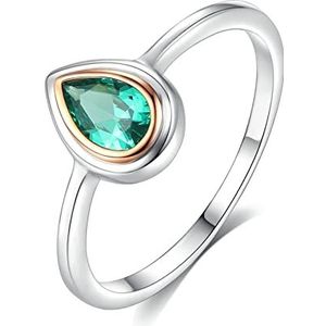 Ringen Dames Bruiloft, Dames Trouwringen Teardrop Groene Zirkonia Sterling Zilver