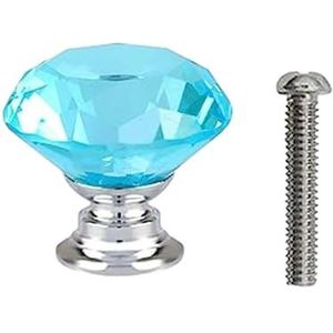 Kast handgrepen Kristallen deurknoppen, 10 stuks diamanten handvat kristalglas veelkleurige basisknop ladekast deurknop blauw (kleur: roze)(Color:Blue a)