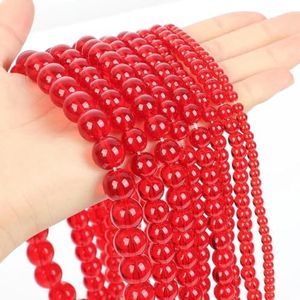 Natuursteen kralen veelkleurig aquamarijn tijgeroog roze agaat glas losse spacer kralen voor sieraden maken DIY armband ketting-rood glas-12 mm- ongeveer 30 stuks