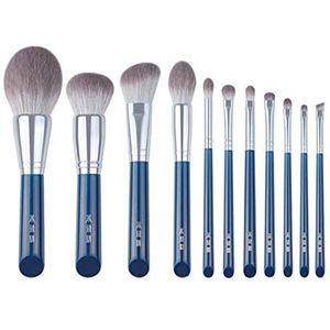Make-up borstel-The Sky Blue 11 Stks Super Soft Fiber Makeup Borstels Set-Hoge Kwaliteit Face & Eye Cosmetische Pennen-Synthetische Haarborstel Cleaner voor make-upborstels