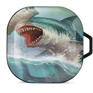 Hammerhead Shark Oordopjes Hoesje Compatibel met Samsung Hard Shell Beschermhoes Zwart-Stijl