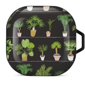 Huis tropische palm plant pot oordopjes hoesje compatibel met Samsung harde schaal beschermhoes zwart-stijl