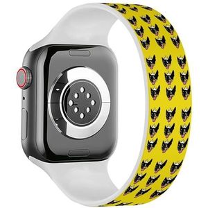 Solo Loop Band Compatibel met All Series Apple Watch 42/44/45/49mm (Smiley Miniatuur Pinscher Honden Geel) Elastische Siliconen Band Strap Accessoire, Siliconen, Geen edelsteen