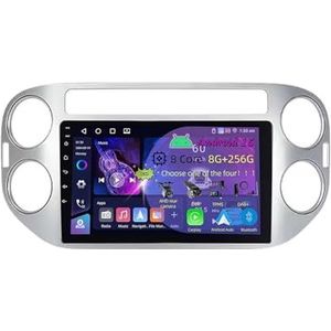 9 Inch 2 Din Android 15 Autoradio voor Volkswagen VW Tiguan 2006-2016 Golf Plus met CarPlay AHD Omgekeerd beeld Bediening op het stuur Bluetooth GPS navigatie FM Radio WiFi(C2 4+32G)