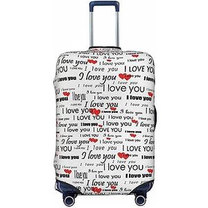 UNIOND I Love You Words with Hearts Gedrukt Bagage Cover Elastische Reizen Koffer Cover Protector Fit 45-70 cm Bagage, Zwart, X-Large