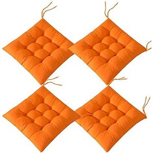 Topstylehouse 4 STKS Zachte Stoel Pads, Stoel Seat Pads met Ties, Stoel Kussens Eetkamer voor Tuin Patio Keuken Eetkamer (Oranje, 45x45cm)