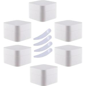 reispotjes voor toiletartikelen， Pak van 6, 30 ml vierkante blauwe plastic zalfpotjes cosmetische potten met binnenvoering containers for lippenbalsem, lotion(Blauw,50ml)