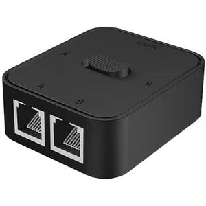Netwerk-LAN-switch 2 poorten, netwerk-switch 2-in-1 uit of 1-in-2-uit, Ethernet-switch 1000 Mbps CAT7/Cat6A/Cat6/Cat5e/Cat5, 2 poorten netwerkhub zwart