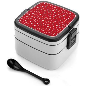 Wit-rode stippen Bento Box Volwassen Lunchbox Herbruikbare Lunchcontainers met 2 compartimenten voor werk picknick