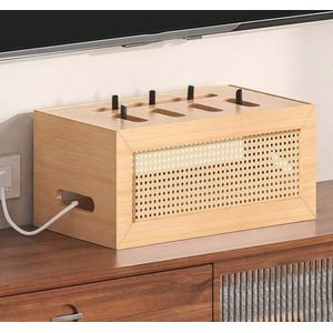 TAUIANE Wooden WiFi Router Storage Box, WiFi Cabinet to Hide Router and Modem, Router Cover Decorative Box, Ventilation and Heat Dissipation, for Office and Home,Model c,52CM
