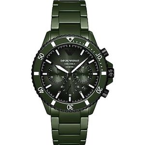 Emporio Armani herenhorloge quartz/chronograaf uurwerk 43mm kastmaat met een keramische armband AR70011