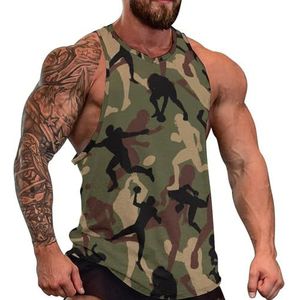 American Football Players on Camouflage Heren Tank Top Grafische Mouwloze Bodybuilding Tees Casual Strand T-Shirt Grappige Gym Spier