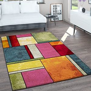 Paco Home Vloerkleed Woonkamer Laagpolig Vintage Handgemaakt Contour Gesneden 3D Look Gemêleerd, Maat:200x290 cm, Kleur:Veelkleurig