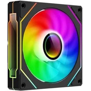QPSJXN 120mm ARGB Case Fan Compatibel met PC Cooling met 4pin en 3pin5v Compatibiliteit (Zwart Omgekeerd)