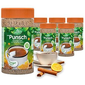 KING GEORGE - Royal Tea Time, punch sinaasappelsmaak, 6 x 400 g, warm en koud een genot, instant theedrank met punch sinaasappelsmaak, geeft tot 4 l, zwarte thee-extract