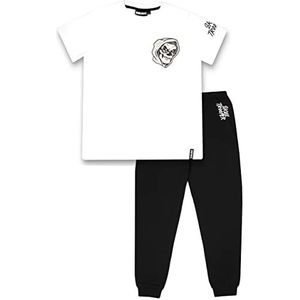 Fortnite Pyjama voor kinderen, zwart-wit, met Fortnite Skull Trooper-motief, nachtkleding, 100% katoen, officiële Fortnite-merchandise, Zwart/Wit - Schedel, 14 jaar