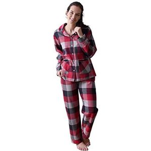 Dames flanellen pyjama pyjama in elegant ruitdesign - ook in grote maten 201 95 321, rood, 48