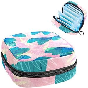 Roze Blad,Periode Pouch Draagbaar,Tampon Opbergtas,Tampon Houder voor Portemonnee Vrouwelijke Product Organizer, Meerkleurig, 4.7x6.6x6.6 in/12x17x17 cm