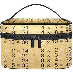 Make-up Organizer Bag, Travel Makeup Bag Organizer Case Draagbare Cosmetische Tas voor Vrouwen en Meisjes Toiletartikelen Vermenigvuldiging Tafels Bruin, Meerkleurig, 22.5x15x13.8cm/8.9x5.9x5.4in