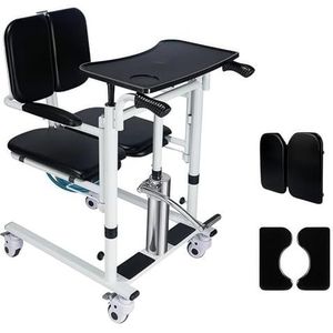 SAYEYBU Multifunctional Transfer Lift Chair, Lift Rack Home, 180° Split Seat Wheelchair, Adjustable Height Commode & Shower Chair, 330lbs Capacity, for Home/Hospital Elderly Care,hydraulic type