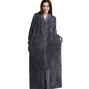 Badjas - Coral Fleece - Uniseks - Polyester - Lange Kuiten - Ritssluiting