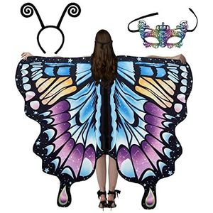 Butterfly Wings Adult Butterfly Costumes Fairy Wing Cape Womens Butterfly Shawl Colorful Butterfly Cape,Adult Fairy Pixies Cloak Butterfly Cape Wings Fancy Dress for Christmas Halloween Party Cosplay