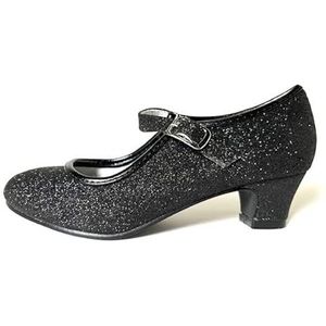 La Senorita feestelijke Spaanse schoenen zwart glitter voor meisjes