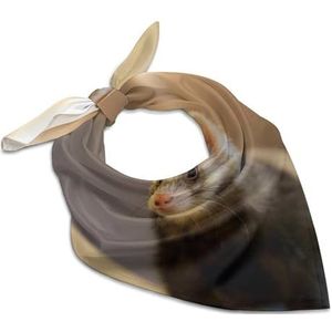 Leuke fret gezicht vrouwen vierkante zijden gevoel sjaal halsdoek bandana hoofdsjaals zonnebrandcrème sjaal wrap 45,7 cm x 45,7 cm