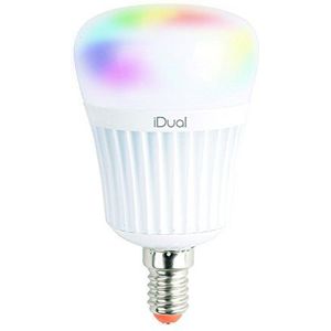 iDual LED-lamp (E14). Afstandsbediening warm wit tot koud wit; dimfuncties; Multicolor omgevings- en sfeerlicht. 470 lm (equiv. 40 W).