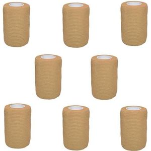 8 Rollen Zelfklevend Elastisch Verband 7.5cm x 4.5M Athletic Tape Elastic Cohesive Bandage Verband Wondverband Fixatieverband voor Knieën Polsen en Enkels Beige
