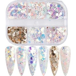 6/12 Grids/Set Onregelmatige Nagels Abalone Schelp Slice Natuurlijke Mica Steen Fragment Polish DIY Manicure Paillette Decoraties-1909-05
