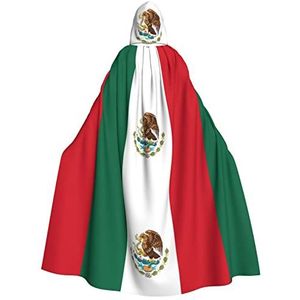 Wurton Vlag van Mexico carnaval cape met capuchon voor volwassenen, heks en vampier cosplay kostuum, mantel, geschikt voor carnavalsfeesten