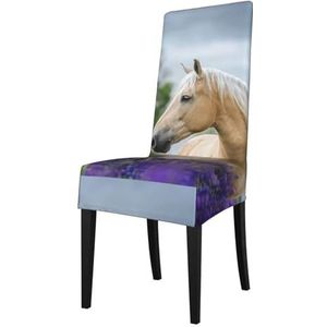 KemEng Mooie Palomino paard lavendel, stoelhoezen, stoelbeschermer, stretch eetkamerstoelhoes, stoelhoes voor stoelen
