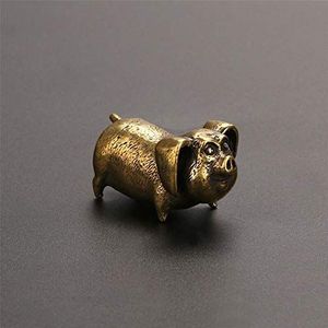 Chinees Messing, Messing Standbeeld, Messing Zodiac Varken Beeldjes Decoratie Accessoires Miniatuur Schattig Klein Vet Varken Ornament Vintage Koperen Dierenstandbeeld