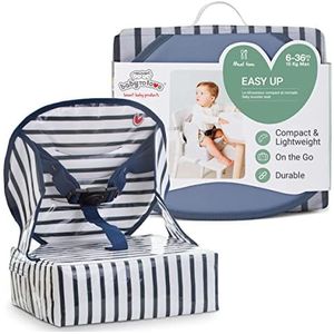 BabyToLove Easy Up stoelverhoger voor baby’s | Lichtgewicht voor onderweg en eenvoudig te dragen | Blue Stripes