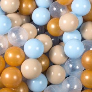 MEOWBABY 50/500 ∅ 7Cm Kinderen Ballen Spelen Ballen Voor Ballenbak Plasticballen Speelballen Speelgoedballen voor de Kinderkamer Gemaakt In EU Babyblauw/Beige/Transparant/Goud, 50 Ballen/7cm
