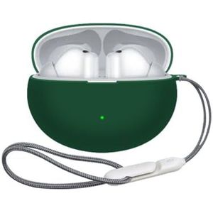 Hoofdtelefoon beschermhoes voor Huawei Freebuds 6i zachte siliconen hoes met nylon sleutelkoord anti-stof hoes (groen)