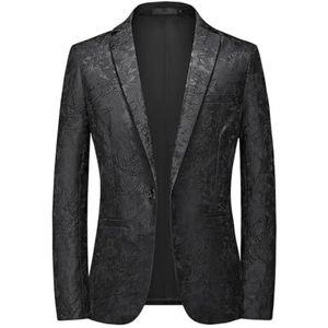 Pegsmio Slim fit herenpak jas bruiloft feest enkele knop blazers bovenkleding, Zwart, XL