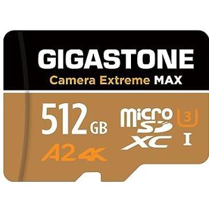 [5 jaar gratis gegevensherstel] GIGASTONE 512 GB Micro SD-kaart, 4K Camera Extreme MAX-serie snelheden tot 160 MB/s, compatibel met, Gopro, DJI, REDTIGER Rove VIOFO VANTRUE Dash Cam, MicroSDXC UHS-I